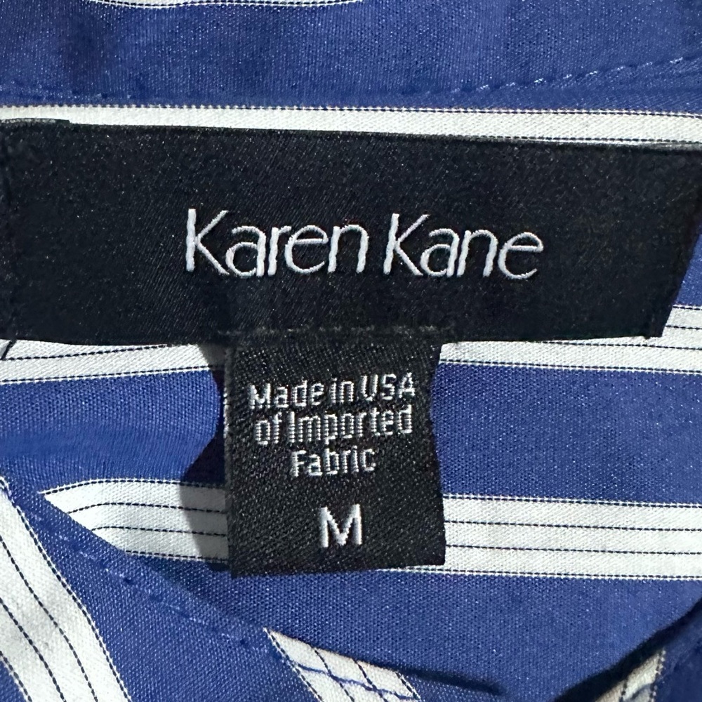 Karen Kane Women's Blue & White Stripe Tie Waist Top - M - Picture 5 of 7